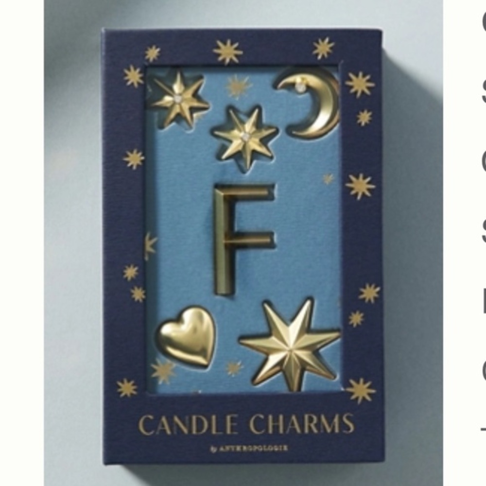 Anthropologie Gold Monogram F Candle Charms